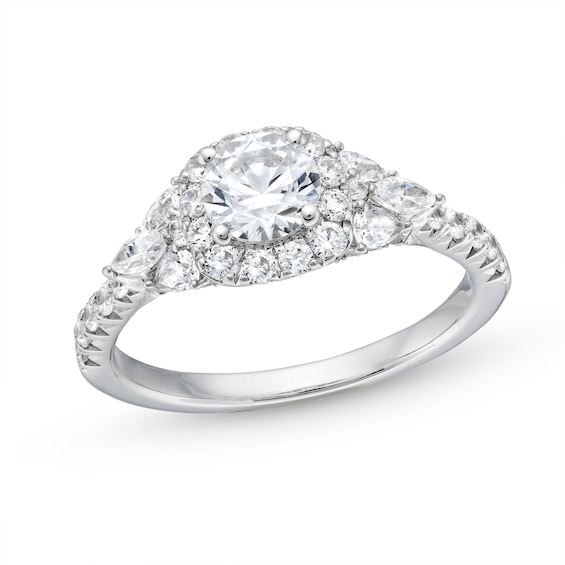 1-5/8 CT. T.w. Certified Diamond Frame Tri-Sides Engagement Ring in 14K White Gold (I/Si2)