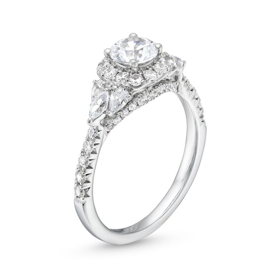1-5/8 CT. T.w. Certified Diamond Frame Tri-Sides Engagement Ring in 14K White Gold (I/Si2)