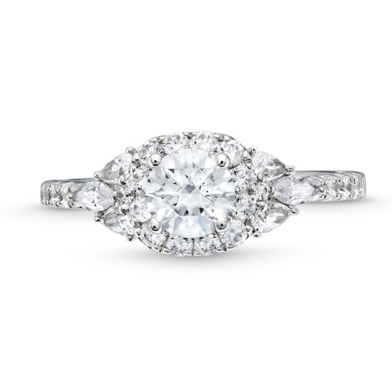 1-5/8 CT. T.w. Certified Diamond Frame Tri-Sides Engagement Ring in 14K White Gold (I/Si2)
