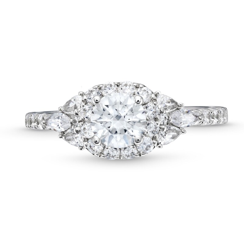 Main Image 3 of 1-5/8 CT. T.W. Certified Diamond Frame Tri-Sides Engagement Ring in 14K White Gold (I/SI2)