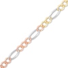 Thumbnail Image 0 of Men's 4.6mm Diamond-Cut Figaro Chain Bracelet in Solid 14K Tri-Tone Gold - 8.5"