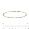 Thumbnail Image 4 of 4.6mm Diamond-Cut Figaro Chain Bracelet in Solid 14K Tri-Tone Gold - 8.5"