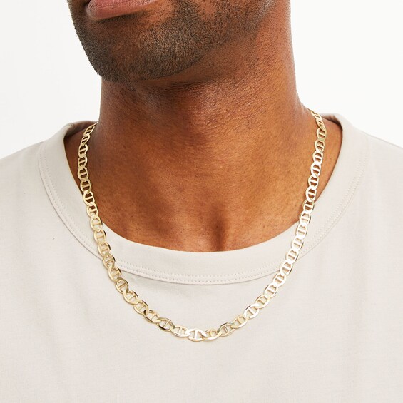 Men's 7.7mm Mariner Chain Necklace in Solid 14K Gold - 22"