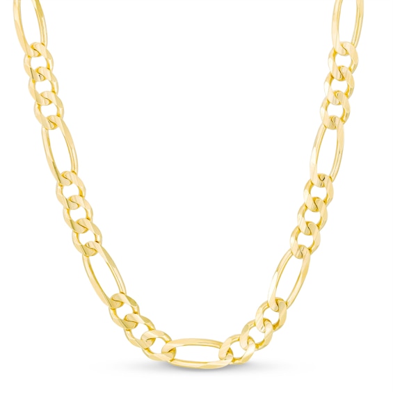 Men's 6.9mm Figaro Chain Necklace in Solid 14K Gold - 22"