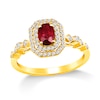 Thumbnail Image 0 of Oval Ruby and 1/3 CT. T.W. Diamond Octagon Frame Art Deco Ring in 10K Gold