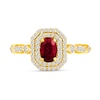 Thumbnail Image 1 of Oval Ruby and 1/3 CT. T.W. Diamond Octagon Frame Art Deco Ring in 10K Gold