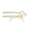 Thumbnail Image 1 of Freshwater Cultured Pearl and 1/5 CT. T.W. Diamond Double Row Open Shank Ring in 10K Gold