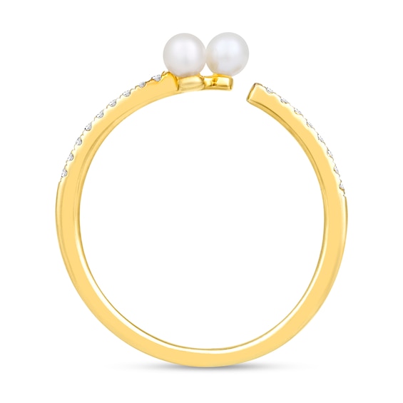 Freshwater Cultured Pearl and 1/15 CT. T.w. Diamond Open Shank Ring in 10K Gold
