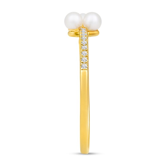 Freshwater Cultured Pearl and 1/15 CT. T.w. Diamond Open Shank Ring in 10K Gold