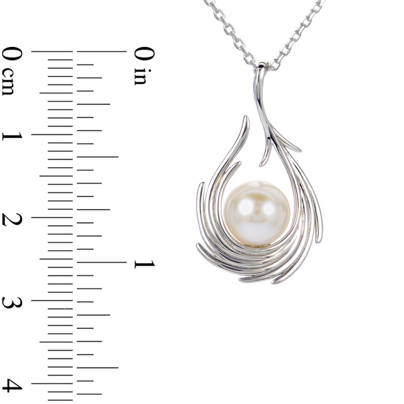 Main Image 3 of 8.0-8.5mm Freshwater Cultured Pearl Abstract Pendant in Sterling Silver – 18”