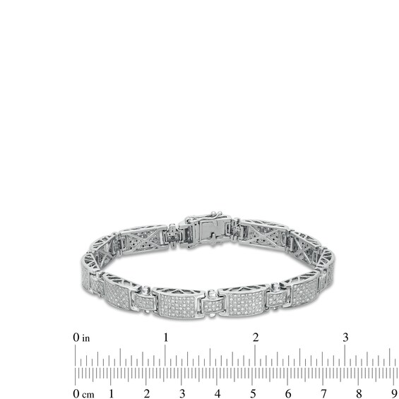1 CT. T.w. Diamond Rectangle Link Bracelet in 10K White Gold - 8.5"