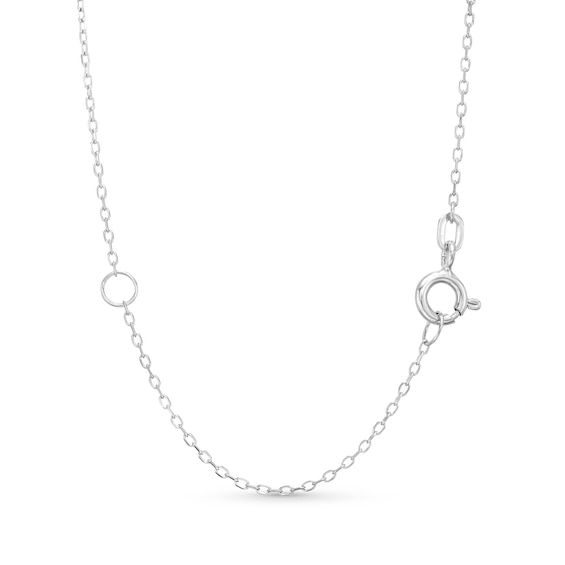 Oval White Lab-Created Sapphire and Blue Lab-Created Sapphire Frame Necklace in Sterling Silver