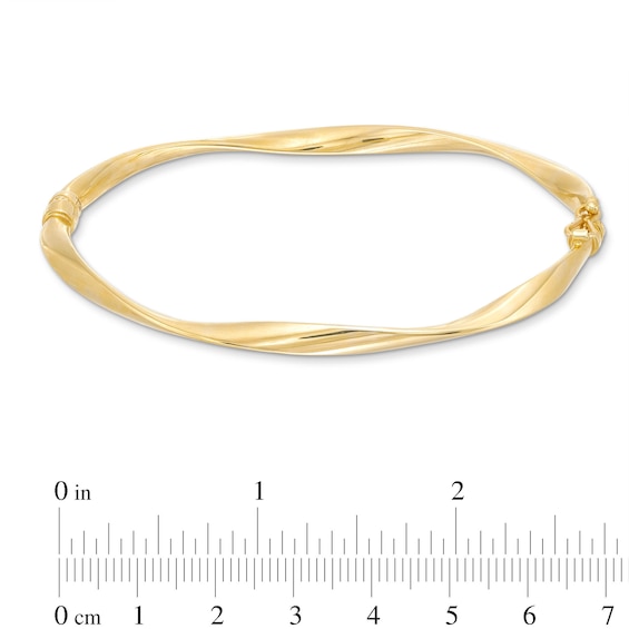 Hollow 4.0mm Wavy Flex Bangle Bracelet in 14K Gold - 7.25"