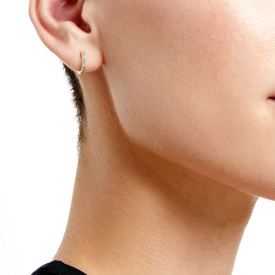 Swiss Blue Topaz Huggie Hoop Earrings in 10K Gold