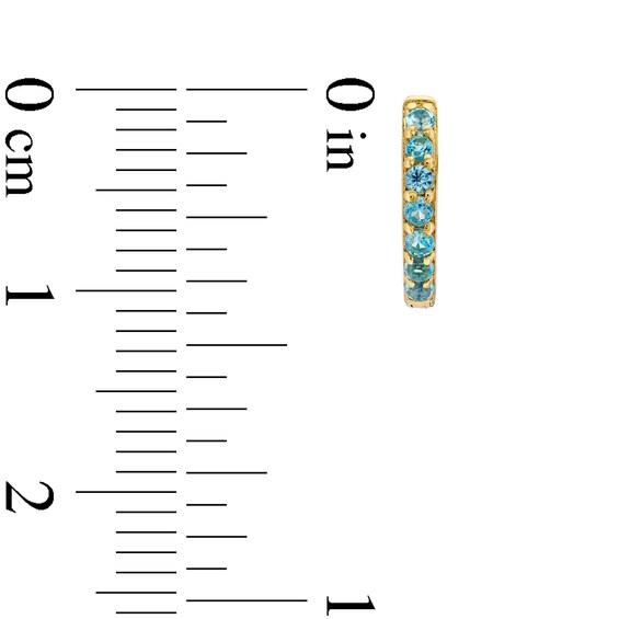 Swiss Blue Topaz Huggie Hoop Earrings in 10K Gold
