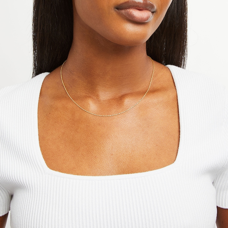 1.1mm Box Chain Necklace in Solid 14K Gold - 18"