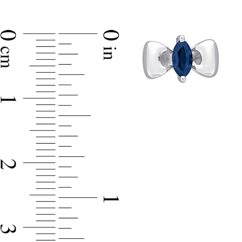Main Image 3 of Eternally Bonded Marquise-Cut Blue Sapphire Bow Stud Earrings in 10K White Gold