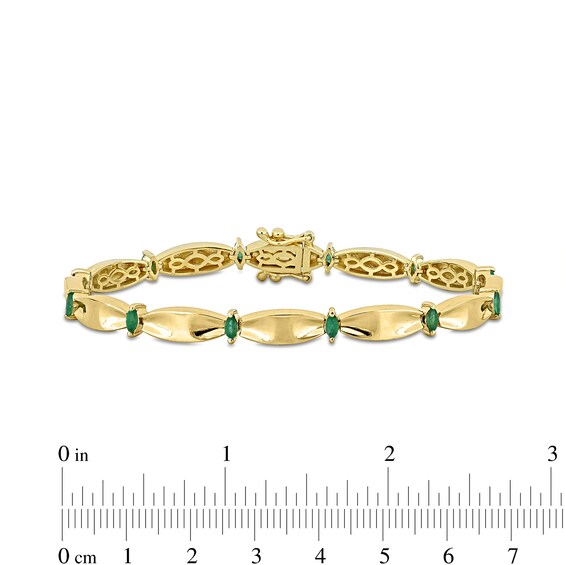 Eternally Bonded Marquise-Cut Emerald Station Cinch Line Bracelet in 10K Gold - 7.25"