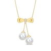 Thumbnail Image 1 of Eternally Bonded 8.5-9.0mm Freshwater Cultured Pearl and Diamond Accent Bow Necklace in 10K Gold