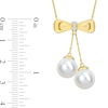 Thumbnail Image 2 of Eternally Bonded 8.5-9.0mm Freshwater Cultured Pearl and Diamond Accent Bow Necklace in 10K Gold