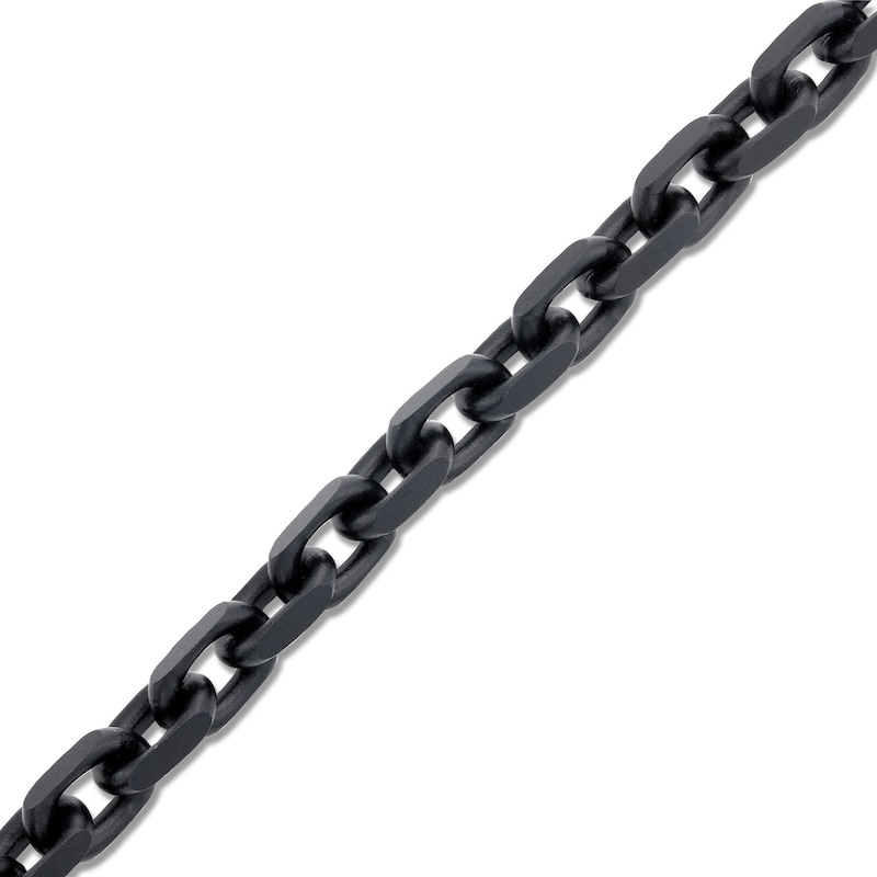 Vera Wang Men 6.8mm Squared Rolo Chain Bracelet in Sterling Silver with Black Ruthenium - 8.5"