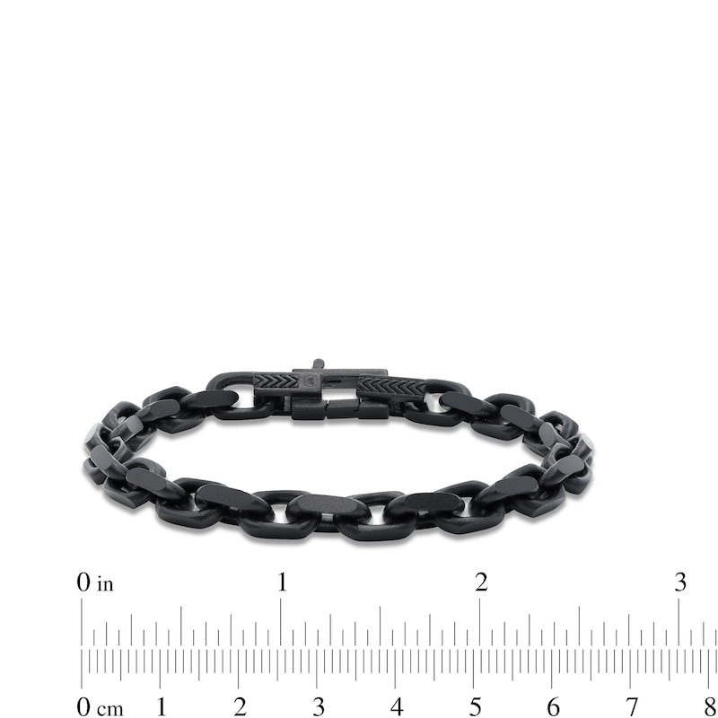 Vera Wang Men 6.8mm Squared Rolo Chain Bracelet in Sterling Silver with Black Ruthenium - 8.5"