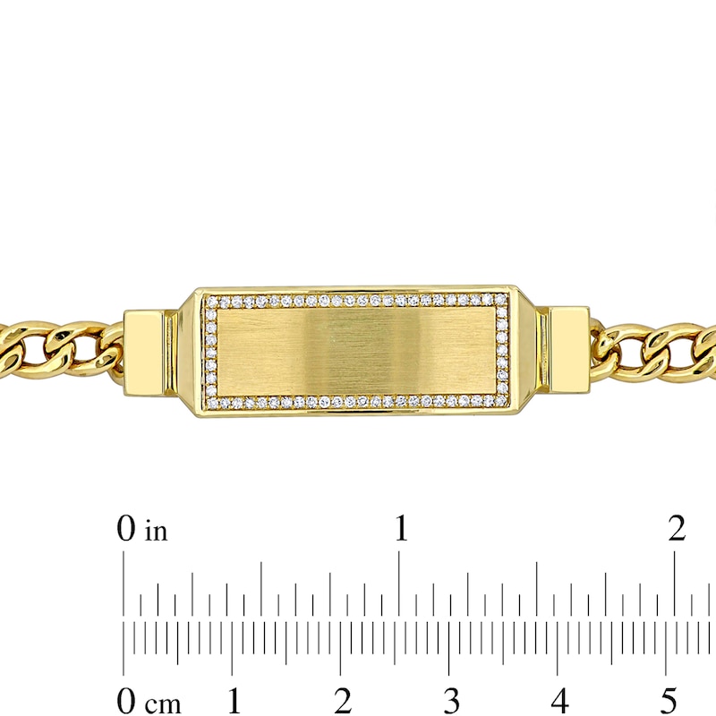 Main Image 2 of Eternally Bonded Men's 1/3 CT. T.W. Diamond Outline I.D. Curb Chain Bracelet in 14K Two-Tone Gold