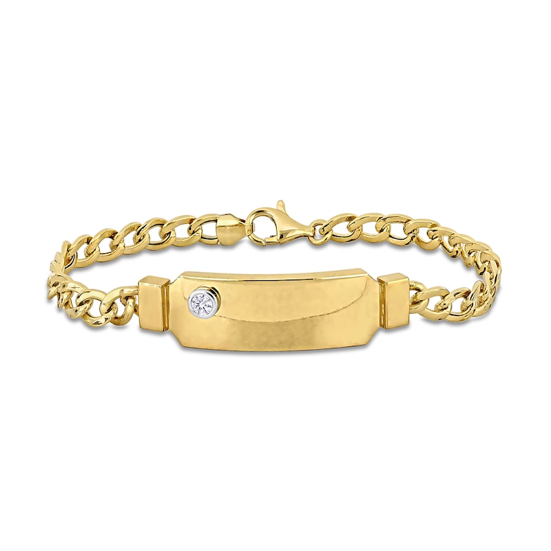 Main Image 1 of Eternally Bonded 1/5 CT. Diamond Bottle with Cap I.D. Curb Chain Bracelet in 14K Gold