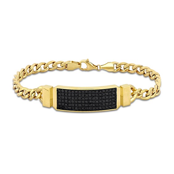 Eternally Bonded 1-5/8 CT. T.w. Black Diamond I.d. Curb Chain Bracelet in 14K Gold