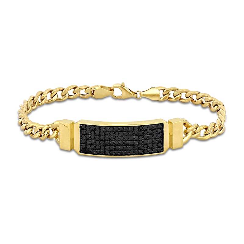 Main Image 1 of Eternally Bonded 1-5/8 CT. T.W. Black Diamond I.D. Curb Chain Bracelet in 14K Gold