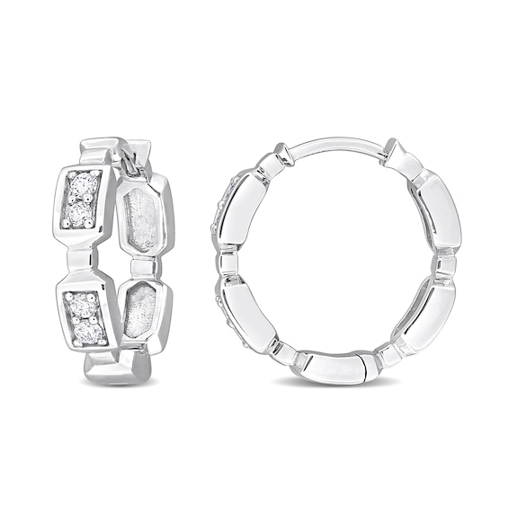 Eternally Bonded 1/6 CT. T.w. Diamond Endless Bottle with Cap 12.0mm Hoop Earrings in 14K White Gold