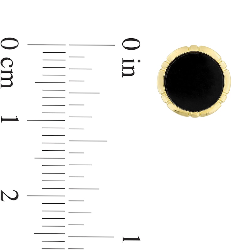 Main Image 3 of Eternally Bonded Men's 8.0mm Onyx Button Stud Earrings in 14K Gold