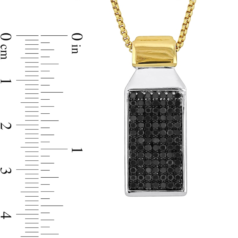 Eternally Bonded Men's 1-1/2 CT. T.W. Black Diamond Rectangle Bottle with Cap Pendant in 14K Two-Tone Gold