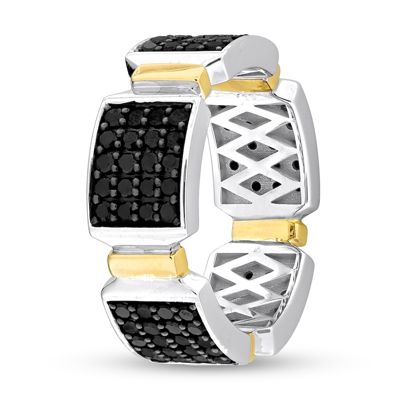 Main Image 2 of Eternally Bonded 1-1/2 CT. T.W. Black Diamond Collar Station Band in 14K Two-Tone Gold
