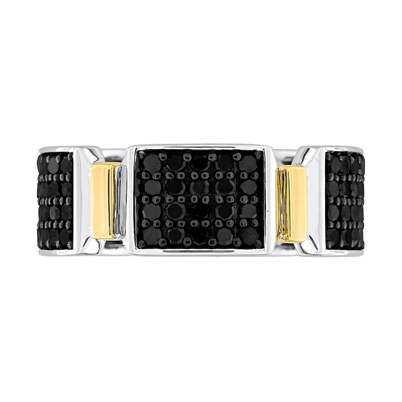 Main Image 4 of Eternally Bonded 1-1/2 CT. T.W. Black Diamond Collar Station Band in 14K Two-Tone Gold