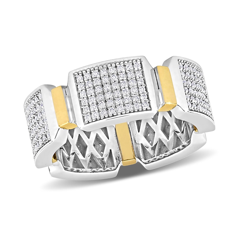 Main Image 1 of Eternally Bonded Men's 1 CT. T.W. Diamond Collar Station Band in 14K Two-Tone Gold