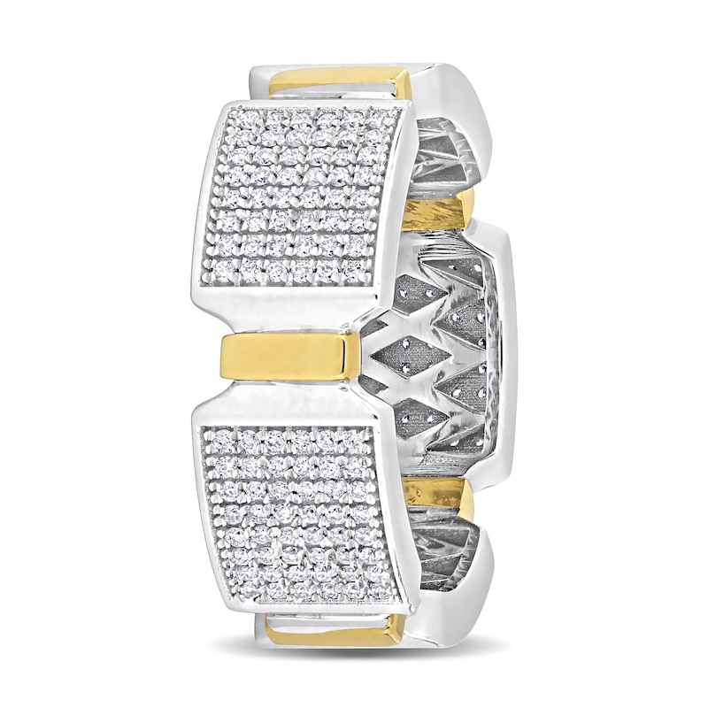 Main Image 2 of Eternally Bonded Men's 1 CT. T.W. Diamond Collar Station Band in 14K Two-Tone Gold