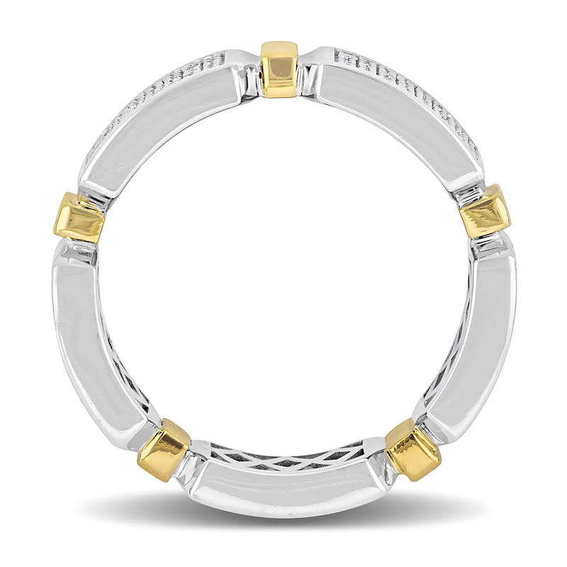 Main Image 3 of Eternally Bonded Men's 1 CT. T.W. Diamond Collar Station Band in 14K Two-Tone Gold