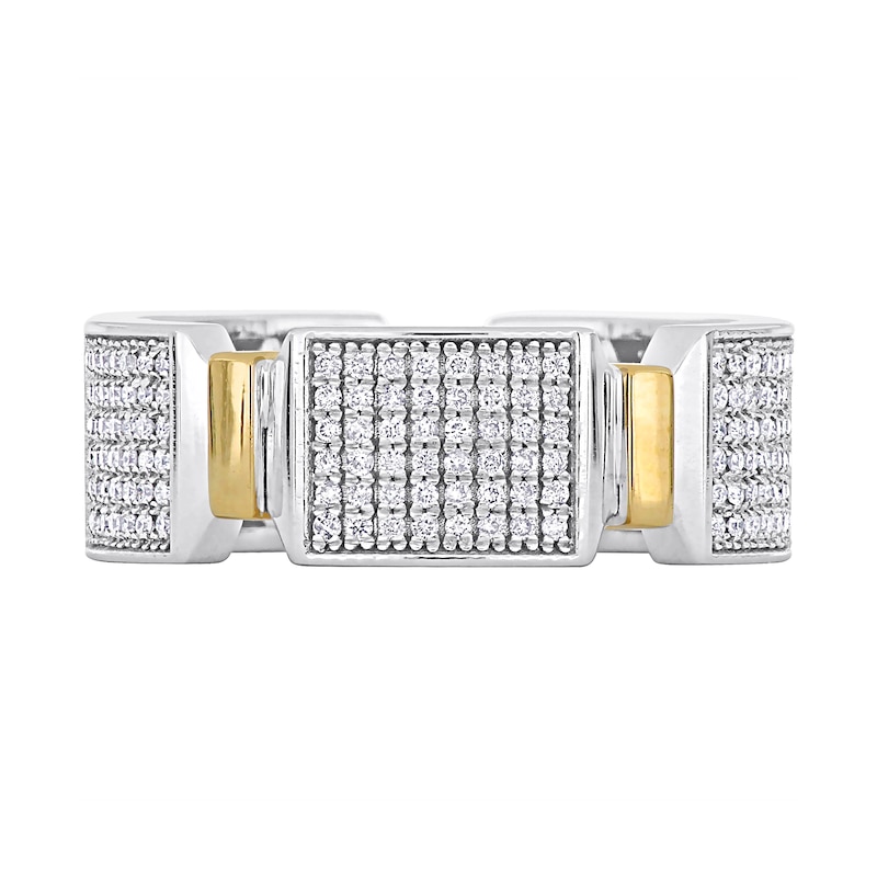 Main Image 4 of Eternally Bonded Men's 1 CT. T.W. Diamond Collar Station Band in 14K Two-Tone Gold