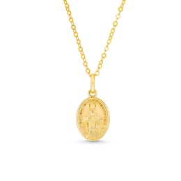 Virgin Mary Oval Pendant in Hollow 14K Gold