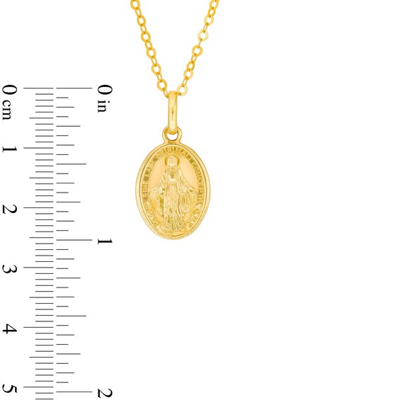 Virgin Mary Oval Pendant in Hollow 14K Gold