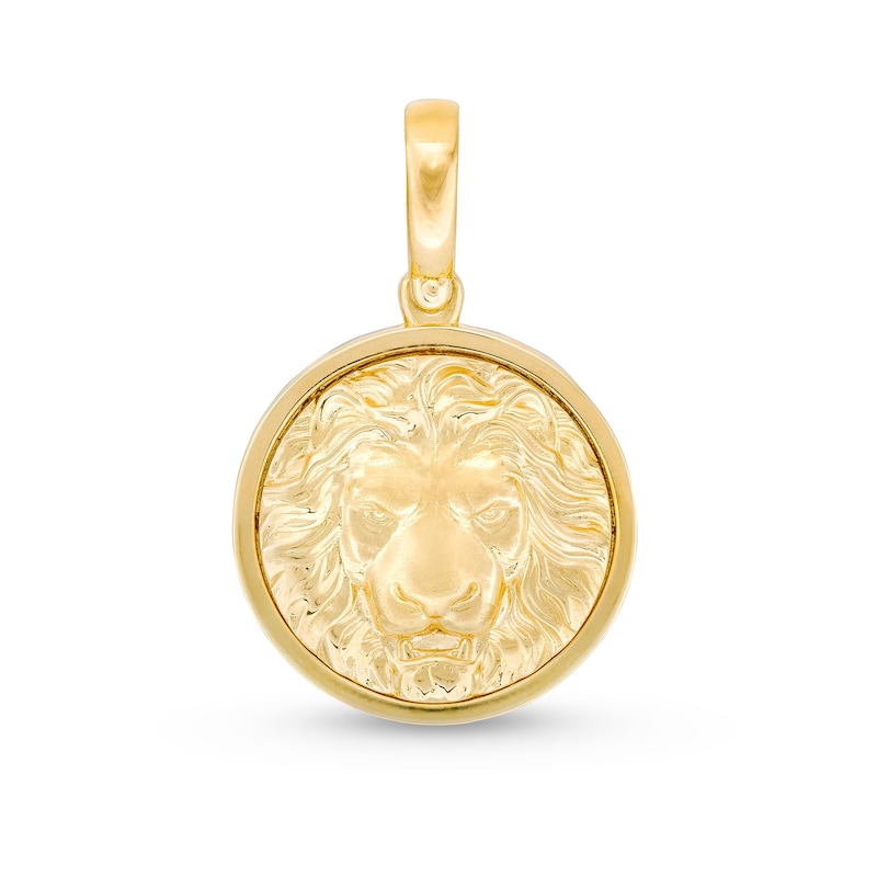 Lion Portrait Medallion Charm in Solid 14K Gold