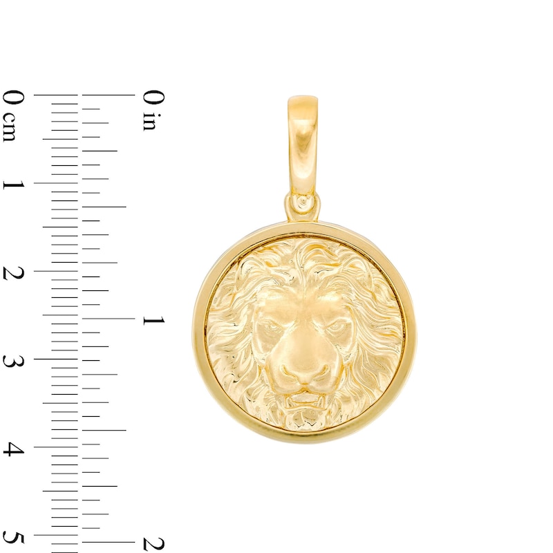 Lion Portrait Medallion Charm in Solid 14K Gold