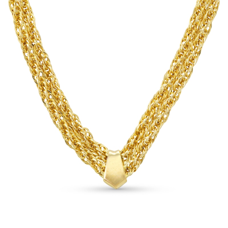 Braided 2.4mm Rope Chain Necklace in Hollow 14K Gold - 18"