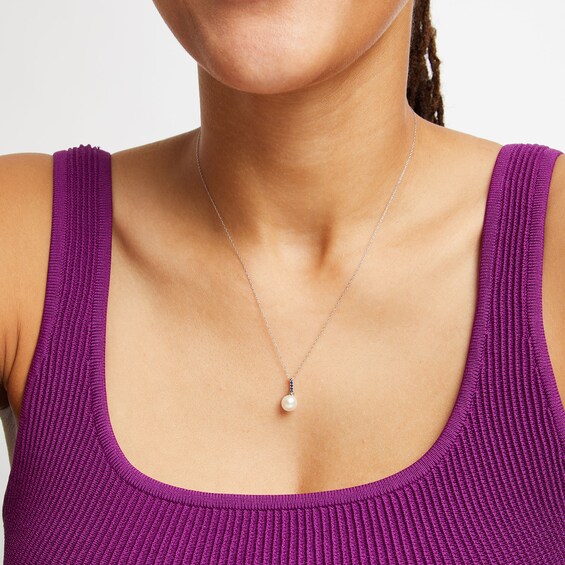 7.0mm Freshwater Cultured Pearl Dangle Pendant in 10K White Gold