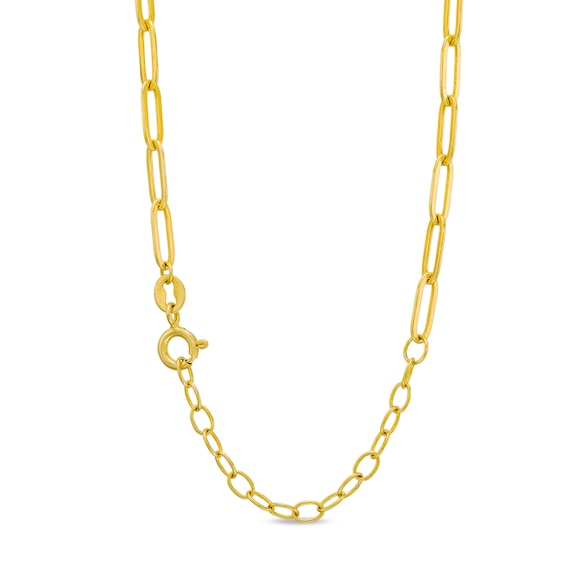 Freshwater Cultured Pearl Seven Stone Paper Clip Chain Necklace in Sterling Silver with 18K Gold Plate