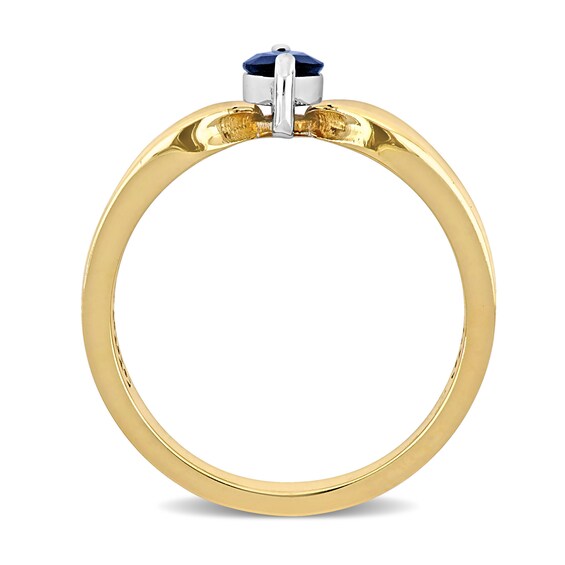 Eternally Bonded Marquise-Cut Blue Sapphire Solitaire Ring 10K Gold
