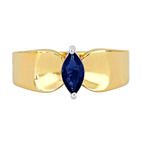 Eternally Bonded Marquise-Cut Blue Sapphire Solitaire Ring 10K Gold