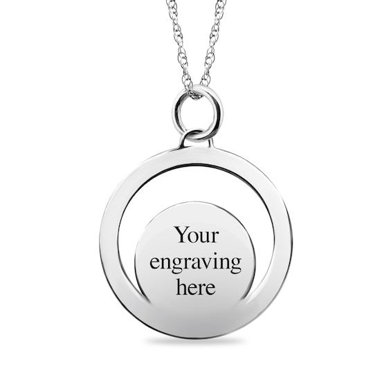 Round Fingerprint Circle Pendant in Sterling Silver (1 Image and 1-2 Lines)