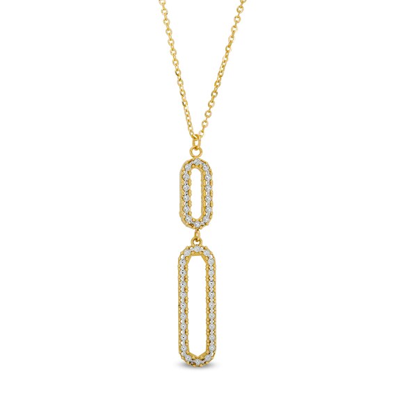 Diamond-Cut Paper Clip Double Drop Pendant in 14K Two-Tone Gold